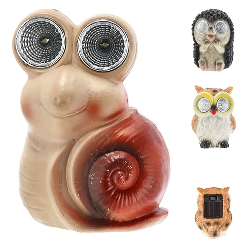 Cepewa Solar Gartenfiguren 3er Set | 6x9x5cm Polyresin Solarpanel Akku...