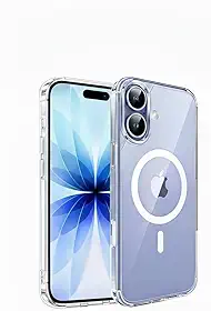 Capa Magnética Compatível com MagSafe para iPhone 17, Transparente, Slim, Proteção de Câmera, Anti-Amarelamento, Resistente a Impactos