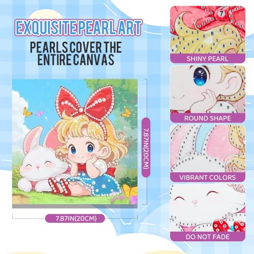 Image of PATPAT Diamond Art Kits with Pearl for Kids, DIY Cute Stitch Diamond Painting Kit for Kids Crafting Activities, Creative Diamonds Artwork for Children's Art Projects and Family Fun Time