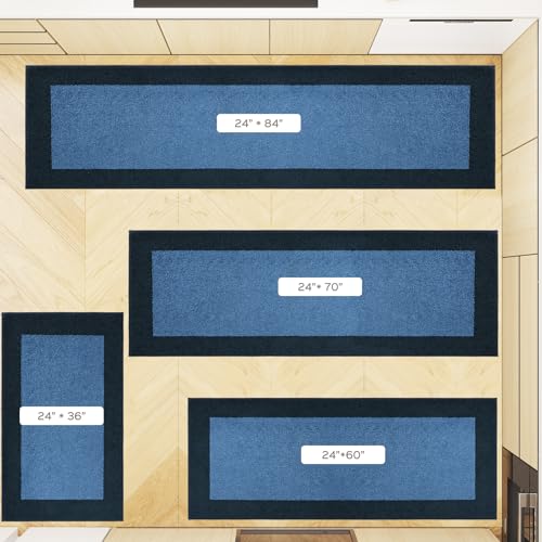Image of Machine Washable (24 inch x 36 inch+ 24 inch x 60 inch') Runner Rugs Set of 2, Non Slip Kitchen Mats for Floor, Absorbent Entryway Rug for Kitchen, Bedroom, Hallway, Bathroom, Door (Roll Packing)
