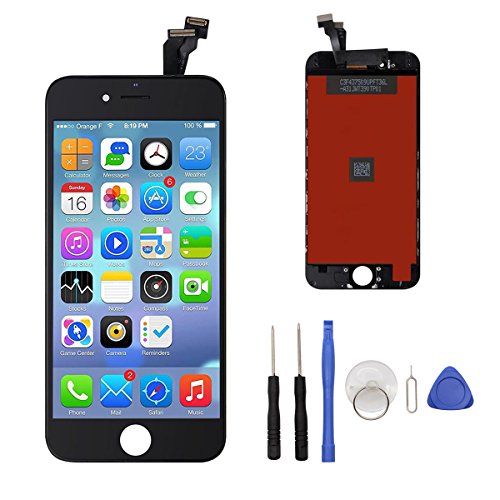 iPoint & Reparación de pantalla de reemplazo para iPhone 6 LCD digitalizador pantalla táctil negro LCD marco conjunto completo con herramientas gratis (negro)