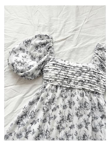 Image of Floerns Women's Floral Dress Puff Sleeve Dress Square Neck Summer Vacation Picnic Mini Dresses