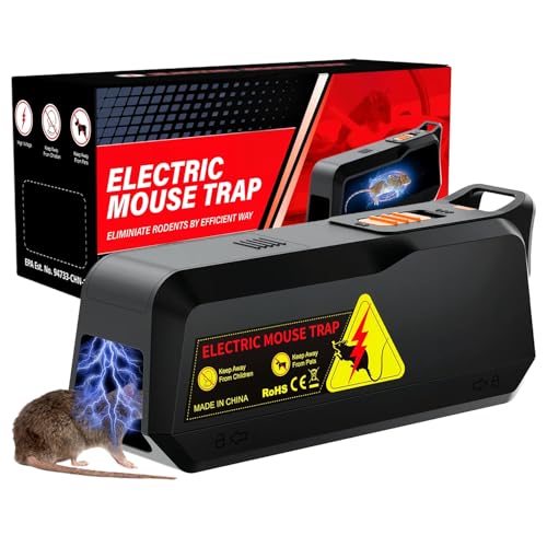 Elektrisch Rattenfalle 1800V, Elektronische Mausefalle, Wiederverwendbare Hochspannungs-Falle, Ratten und Mäuse, Geeignet für Innenräume Küche & Haushalt