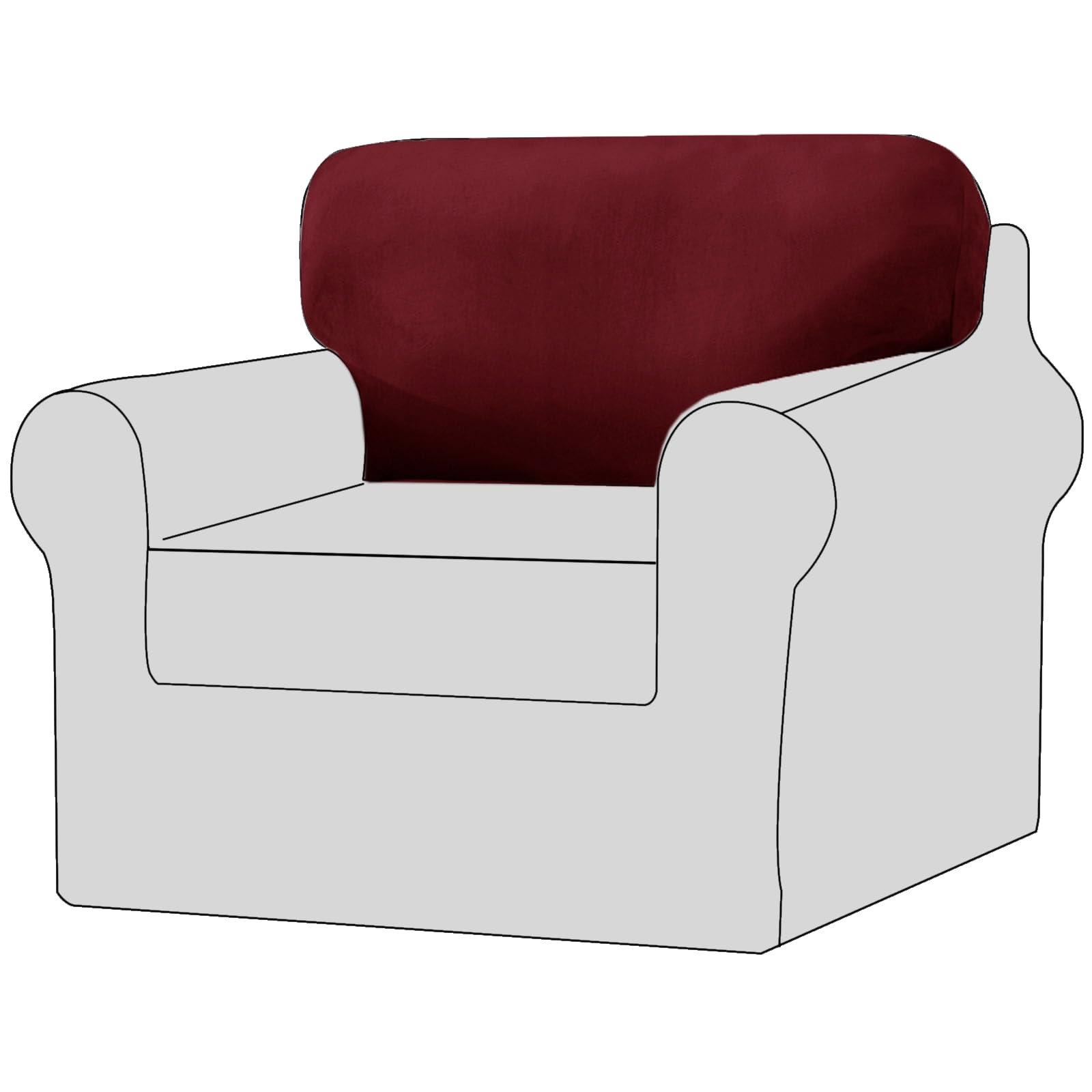 UNBBRRL Sofa Backrest Cover Stretch, Separate Back Cushion Covers, Backrest Cushion Slipcover, Sofa Back Cover Furniture Protector (Wine red,Rectangular×1 (1 pc))