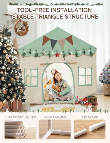 besrey 2 IN 1 Kinderzelt Indoor groß, Kinder Spielhaus Indoor mit Matte, Spielzelt groß für Drinnen, Hauszelt, Kinderspielhaus, Kinderhaus Zelt, Kinder Zelt Bettzelt ab 3 Jahre