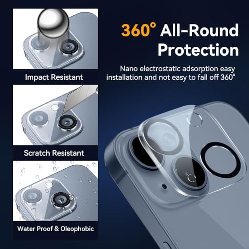 Image of Camera Lens Protector Compatible with iPhone 13 Mini (Pack of 3) | 9H Tempered Glass Camera Lens Guard | Scratch Resistant | HD Clear | Anti-Fingerprint | Easy Installation | Bubble Free