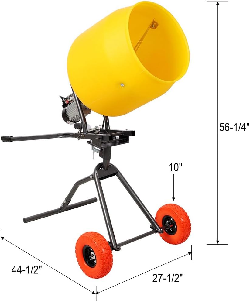 3.5 Cu.Ft. Portable Electric Poly Drum Concrete Mixer, Heavy Duty Power Cement Mixing Machine with 1/2HP 110V Motor, Steel Frame & Flat-Free Tires for Mortar, Stucco, Grout, and Fodder, CSA Certified