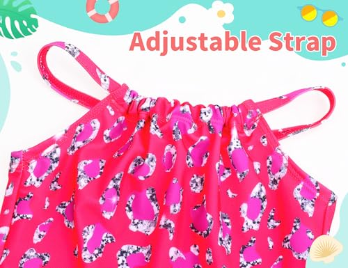 Image of TENVDA Girls Swimsuit Summer Beach Sport Halter Bathing Suits One Piece Swimwear for 2-12 Years Old Kids
