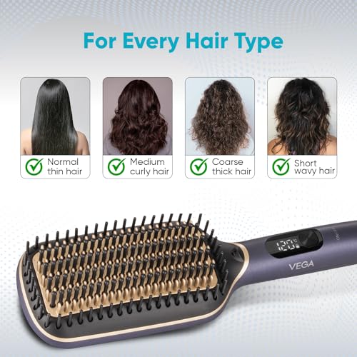 VEGA Litstyle L1 Hair Straightener Brush For Women With Duocare Technology, Ceramic Coated Bristles, Smart Memory Function, Quick Heat-Up,... - Image 7