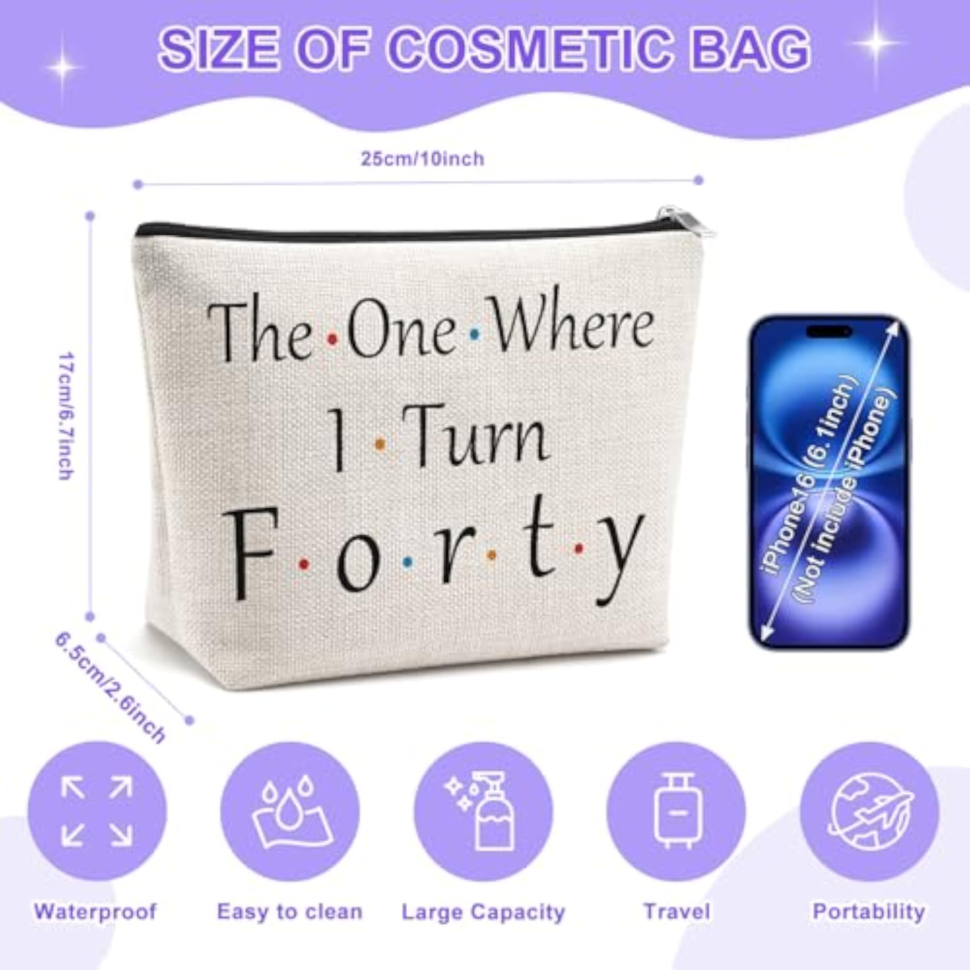 Funny 40th Birthday Gifts for Women Makeup Bag 40th Birthday Decorations