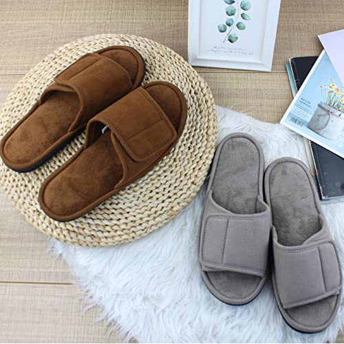 Image of Magtoe Adjustable House Slippers for Men Soft Open Toe Breathable Indoor Slip on Mens Slides Sandals with Memory Foam for Home Bedroom,All Seasons