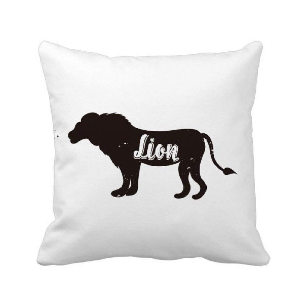 Housse de coussin lion noir et blanc en textile premium imprimé