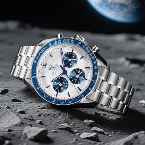 Image of watchdives WD1863 Men Chronograph Watch Japan VK63 Quartz Sports Watches 40mm Bubble Sapphire Crystal Wristwatch 100M Dive Watch