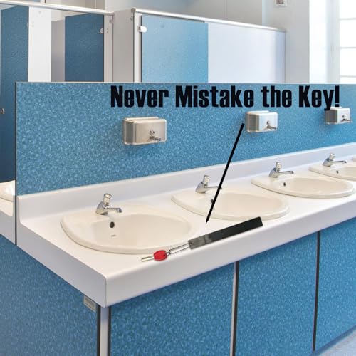 Image of 4 Pcs Commercial Grade Large Keychain Big Heavy Duty Bathroom Key Chain for Business Restroom to Not Lose Keys Giant Metal Long Keychain (4, Black)