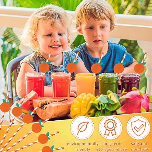 240 Pcs Orange Paper Straws Orange Striped Paper Straws Orange Fruit Straws Disposable Drinking Paper Straws For Baby Shower Decorations Birthday Party Supplies, 0.24 X 7.67In(Orange) #TOP4