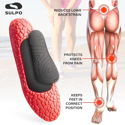 SULPO Orthopädische Einlegesohlen – EVA-Schaum, stoßdämpfend, atmungsaktiv, Fußgewölbeunterstützung – Größen 35-46