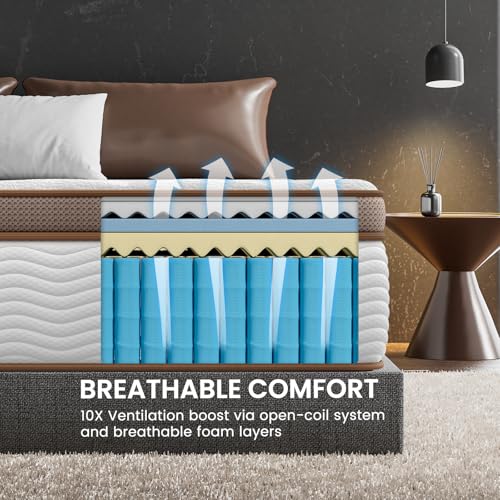 BedStory King Size Mattress 14 Inch - Medium Firm Hybrid Mattress with Optimal Spine Alignment and Motion Isolation - 800+ 2.0mm Pocket Springs, Fiberglass-Free, CertiPUR-US Certified
