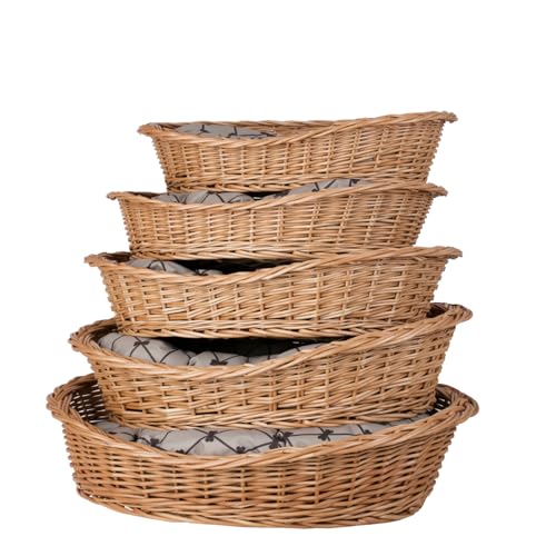Hundekorb aus Weide in Naturfarbe, Tierkorb, Katzenkorb (Beige, 100x75 H27)