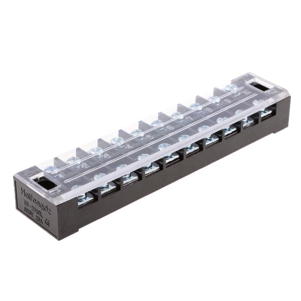 MDFLY 10 Position Screw Barrier Strip Terminal Block – 25A, With Cover, CON-ST8030
