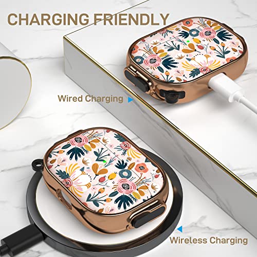 Image of Maxjoy for AirPods Pro 2nd /1st Generation Case with Lock, Flower AirPods Pro 2 Case Lock Protective Hard Cute AirPod Pro Cover for Women Men with Keychain for Airpod Pro (2023 /2022 /2019)