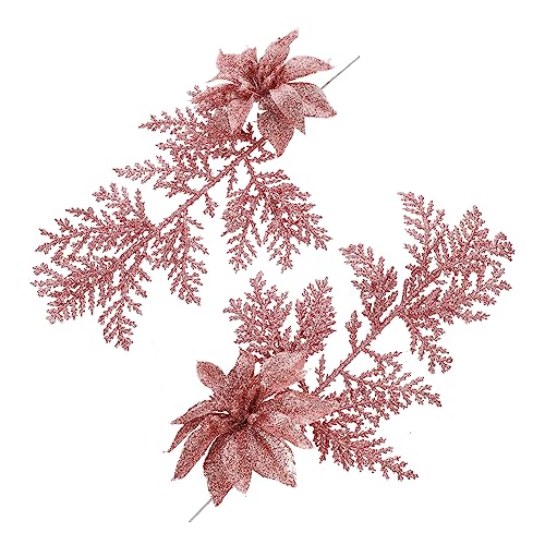 ORFOFE 6pcs Brillo Flor Artificial Árbol De Navidad Flor De Pino Ramas con Clip