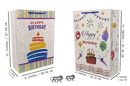Image of TASCHE Star Birthday and Cake Assorted Design Printed Paper Carry Bags | Gift Bags for Return Gifts, Presents (11 * 8 * 3 Inches) (Pack of 80)