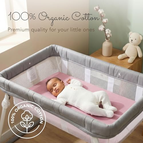 Image of 100% Organic Cotton Bassinet Sheets for Guava Lotus Bassinet, 2 Pack - Breathable Soft Fitted Bassinet Sheets for Baby & Newborn, Unisex (Purple)