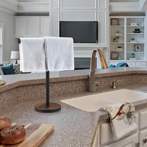 Towel-Holder-Stand-Countertop-Hand-Towel-Stand-for-Bathroom-and-Kitchen-Free-Standing-Counter-Towel-Rack-with-Weighted-Wood-Base-Rustic-Black-and-Brown Towel Holder Stand Countertop Hand Towel Stand for Bathroom and Kitchen Free Standing Counter Towel Rack with Weighted Wood Base Rustic Black and Brown