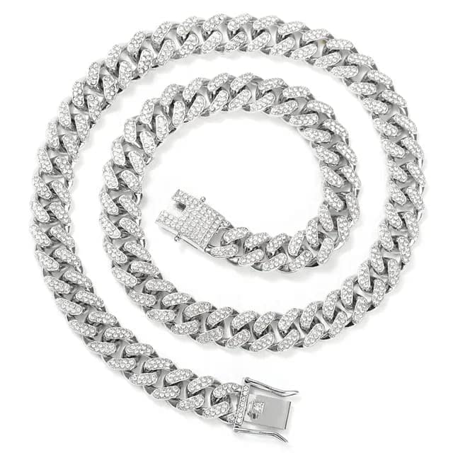Mc Stan Chain Cuban Link Chain for Men Women girls gents Miami Necklace Iced Cubic Zirconia diamond chain Sterling Silver Chains Long Stainless Steel Ice Rhinestone Hip hop Stylish Rapper 116-image-28