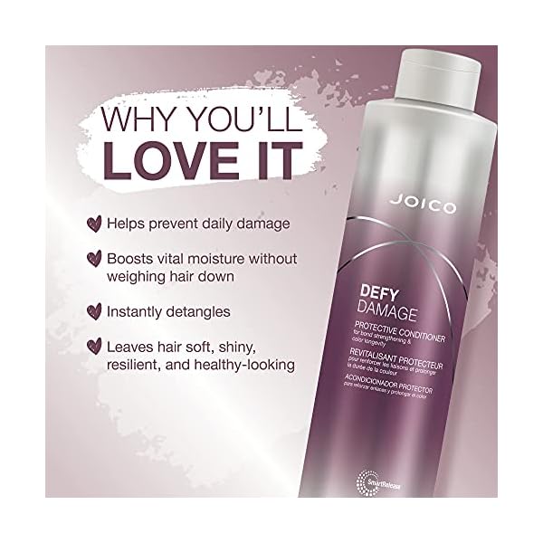 Joico Defy Damage Protective Conditioner | For Color-Treated Hair | Strengthen Bonds & Preserve Hair Color | With Moringa Seed Oil & Arginine | 33.8 Fl Oz