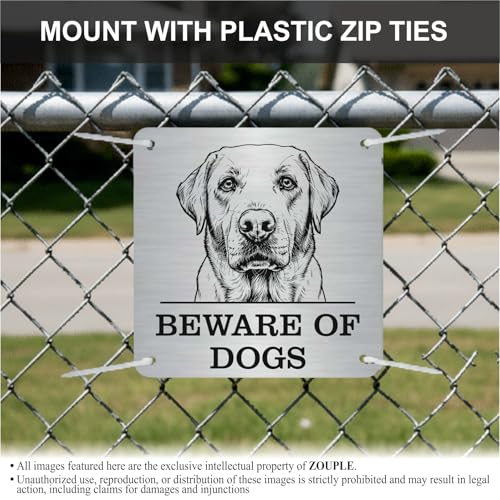 Image of Beware of Dog Sign, Labrador, 8x8 Inch, Durable Steel, Triple Mount