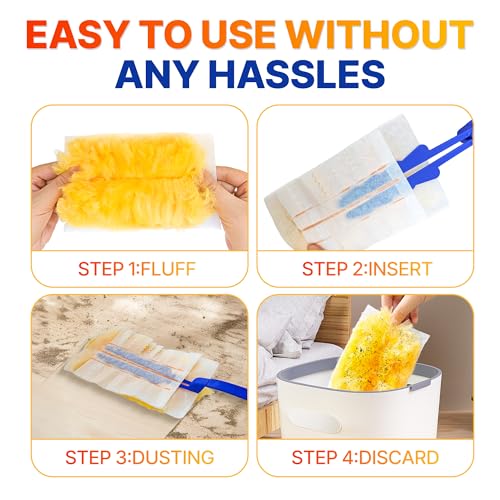Image of Duster Refills for Swiffer Dustersl, 40 Count Heavy Duty Disposable Duster Replacement Heads for Efficient Cleaning （Yellow）