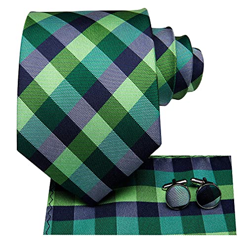 Image of Hi-Tie 3 Pcs Gift Box Mens Tie Set Necktie with Pocket Square Cufflinks Lapel Pin Silk Neck Tie Collection