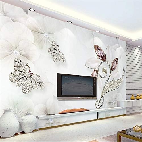 Mural Wallpaper,3D Suya Light Luxury Crystal Jewelry Butterfly Customize 4D Wallpaper Hd Print Art Large Silk Fresco Wall Painting Poster Picture For Tv Wall Entrance Home Decor,140Cm(W)X70Cm(H)(4'7"X