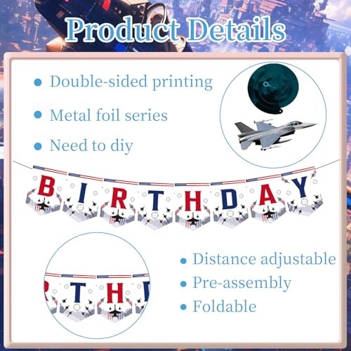 Image of Rakuto 11PCS Airplane Birthday Party Banners Hanging Swirls Decorations | Fighter Jet Bday Decoration, Top Gu Decor, Aircraft Airplane Party Supplies