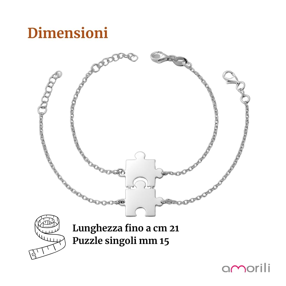 Bracciali Puzzle Coppia in Acciaio Inox Personalizzati con Incisione | Set Braccialetti Amicizia o Amore | Gioiello Simbolico Regolabile | Idea Regalo per Fidanzati o Amiche