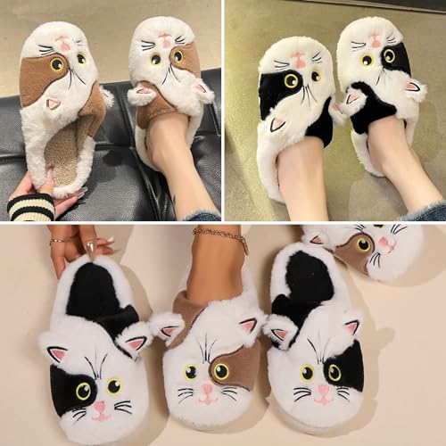 Cat Slippers for Women and Men Indoor Plush Slippers with 3D Cartoon Cat Design Soft Lining Memory Foam Insole and Non Slip Sole for Cozy All Season Home Use Unisex Fit4