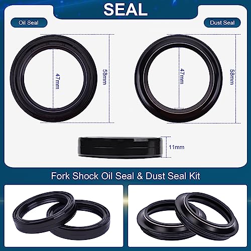Image of 47mm Fork Seals & Dust Seal Kit For Honda CR250R CRF250R CRF250X CRF450X,For Suzuki RM125 RM250 RM-Z250F RM-Z450F 51153-37F80,For Kawasaki KX250F 2006-2012 (47mm x 58mm x 11mm)
