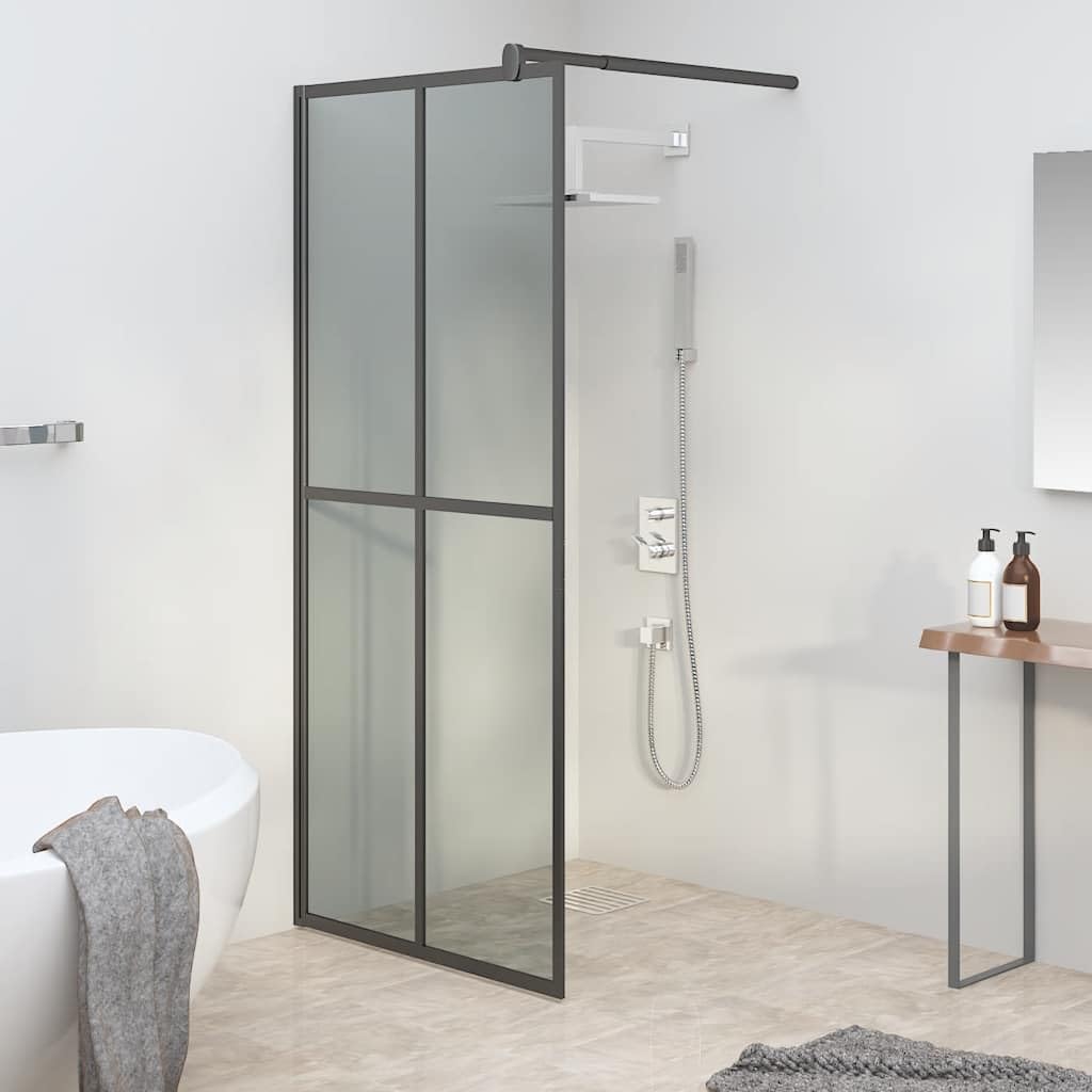 Mampara de ducha de 80 x 195 cm de cristal de seguridad oscuro con marco de aluminio ajustable, protección contra salpicaduras, mampara de ducha para baño, ducha de esquina
