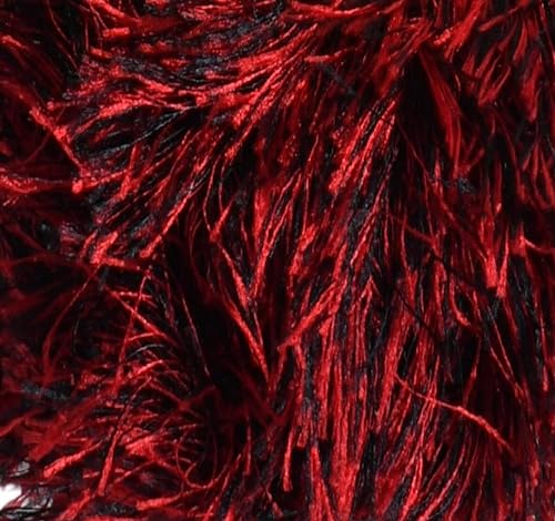 Image of Eyelash Fun Fur Yarn Premium 100% Polyester 164 Yds (150 Mt), 3.53 Oz (100 Gr) Colorful Crochet Yarn Dıy Hand Knitting (Black Red, 3 Skein)