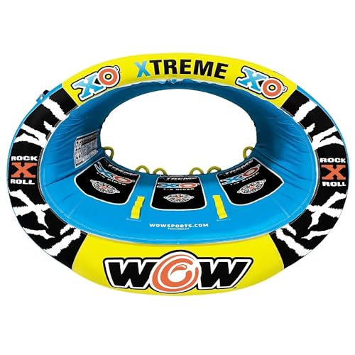 WOW Sports – XO Xtreme Oval Towable Tube for Boating – 1-3 Person 510 lbs Capacity – Inflatable Boat Tube for Lake Sports – Heavy Duty Nylon Cover – Kids & Adults