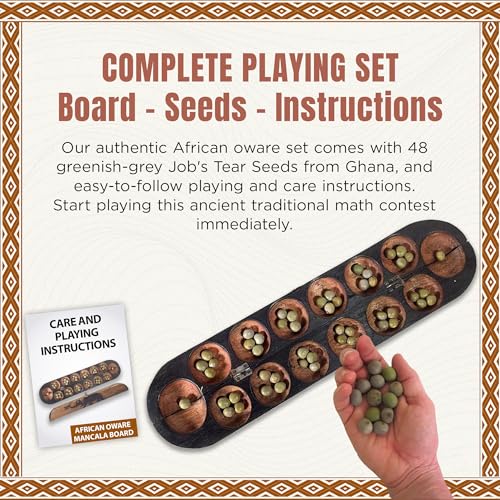 African Oware Mancala juego de mesa de madera tallada miniatura 2