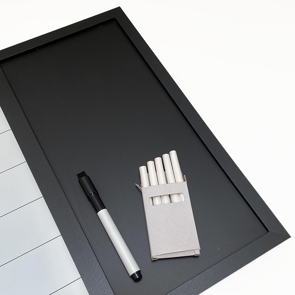 DisplayLager 3 in 1 Kombitafel, Magnettafel für Wochenplanung, Kork und Kreidetafel, inkl. 1 Marker, 4 Magnete, 12 Pins, 5 stk. Kreide (English, 40 x 60 cm)