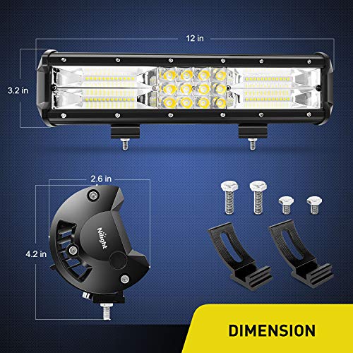 Image of Nilight - 18002C-B 2PCS 12Inch 180W Triple Row Flood Spot Combo LED Light Bar 18000LM Led Bar Driving Lights Boat Lights Led Off Road Lights for Trucks