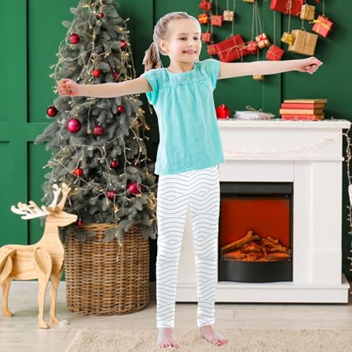 Girls' Leggings Ankle Length Printed Leggings Geometric Wave Blue Soft Comfortable Pants for Kids 4-10 Years3
