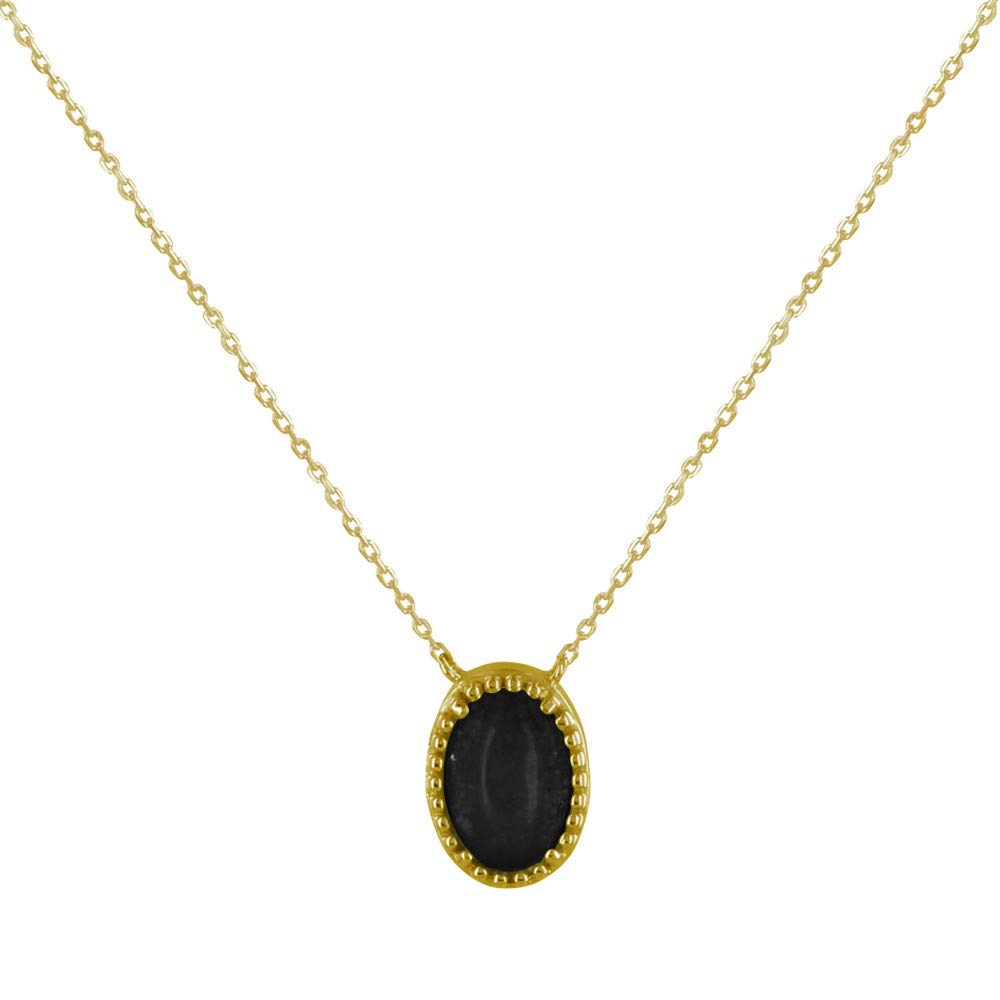 LES POULETTES BIJOUX - Collana Placcato Oro Agata Nera