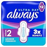 Always Ultra Damenbinden Mässige Periode (Größe 2) mit Flügeln 12 Stück, Super Absorbierend, Ultradünn, Für Die Periode