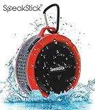 Bluetooth Shower Speaker SpeakStick PRO with, Listen to Music & Receive Phone Calls Anywhere , Powerful 5W Speaker, Micro SD and Built in Microphone, For Outdoor & Indoor Use - Red