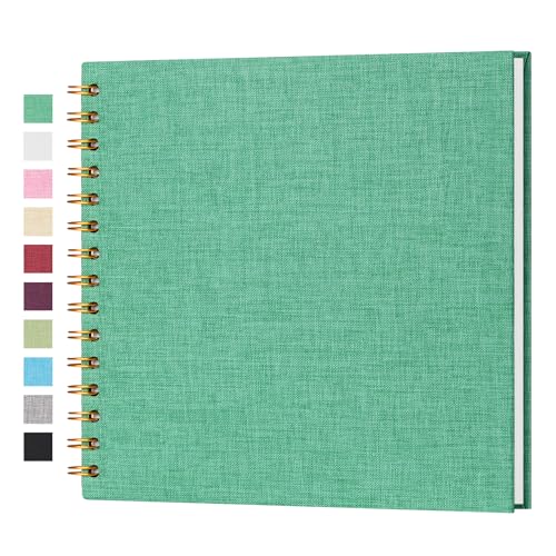 Image of 8 x 8 Inch Small DIY Scrapbook Photo Album Linen Cover 40 Blank White Pages for Memory Book Travel Wedding and Baby Shower