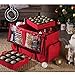 ZOBER All in One Christmas Ornament Storage Box & Decoration Container - Easy Access Removable Trays, Keeps 73 Ornaments - Adjustable Extent Area for Figurines and Pockets for Decoration - Red